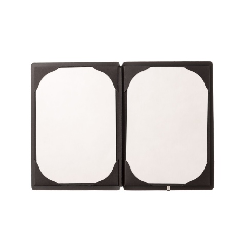 Porta Menu A5 (16,5x23,1 cm) senza etichetta cornicetta (4 facciate) elastico nero PORTOFINO NERO