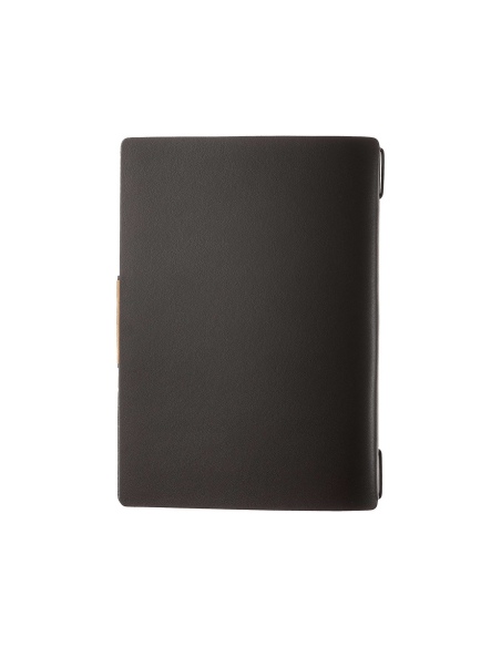 Porta Menu A5 (16,5x23,1 cm) etichetta PATCH "personalizzata" (minimo 18 pezzi) cornicetta (4 facciate) elastico nero PORTOFINO 