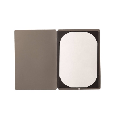 Porta Menu A5 (16,5x23,1 cm) senza etichetta cornicetta (4 facciate) elastico nero PORTOFINO TORTORA