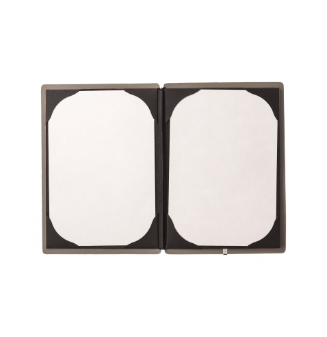 Porta Menu A5 (16,5x23,1 cm) senza etichetta cornicetta (4 facciate) elastico nero PORTOFINO TORTORA