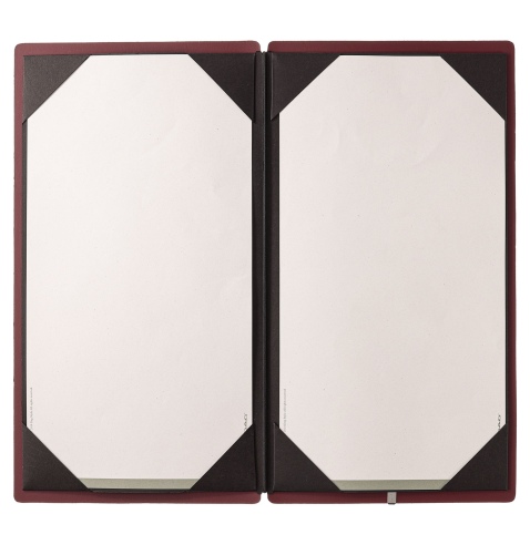 Porta Menu A4 SLIM (17,4x31,8 cm) senza etichetta cornicetta (4 facciate) elastico nero PORTOFINO BORDEAUX