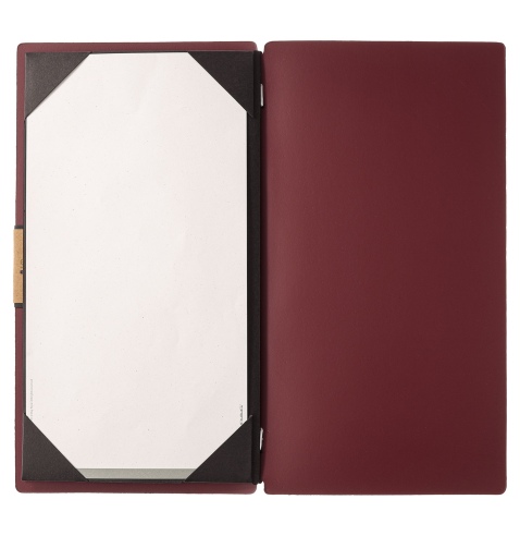 Porta Menu A4 SLIM (17,4x31,8 cm) etichetta PATCH "personalizzata" (minimo 18 pezzi) cornicetta (4 facciate) elastico nero PORTO