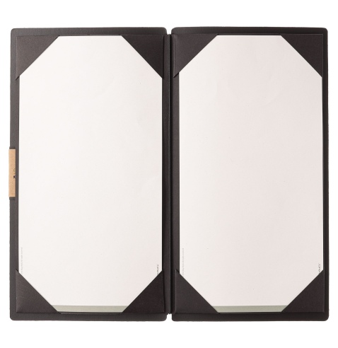 Porta Menu A4 SLIM (17,4x31,8 cm) etichetta PATCH "personalizzata" (minimo 18 pezzi) cornicetta (4 facciate) elastico nero PORTO