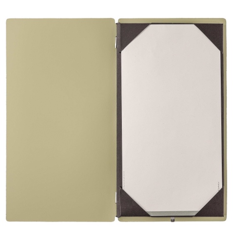 Porta Menu A4 SLIM (17,4x31,8 cm) senza etichetta cornicetta (4 facciate) elastico nero PORTOFINO SALVIA