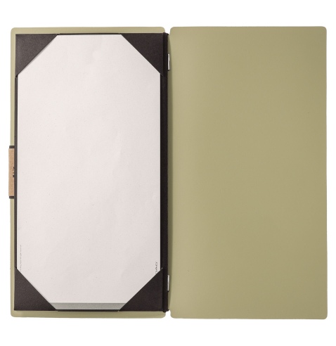 Porta Menu A4 SLIM (17,4x31,8 cm) etichetta PATCH "personalizzata" (minimo 18 pezzi) cornicetta (4 facciate) elastico nero PORTO