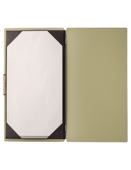 Porta Menu A4 SLIM (17,4x31,8 cm) etichetta PATCH "personalizzata" (minimo 18 pezzi) cornicetta (4 facciate) elastico nero PORTO