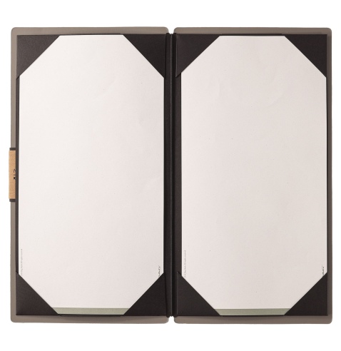 Porta Menu A4 SLIM (17,4x31,8 cm) etichetta PATCH "personalizzata" (minimo 18 pezzi) cornicetta (4 facciate) elastico nero PORTO