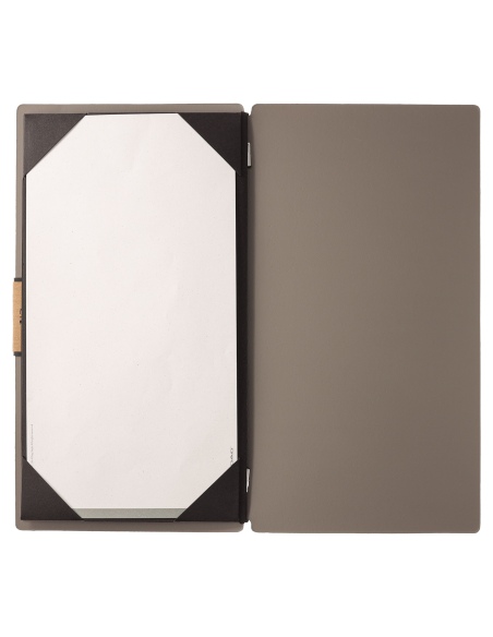 Porta Menu A4 SLIM (17,4x31,8 cm) etichetta PATCH "personalizzata" (minimo 18 pezzi) cornicetta (4 facciate) elastico nero PORTO