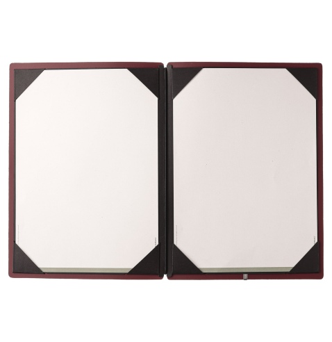 Porta Menu A4 (23,2x31,8 cm) senza etichetta cornicetta (4 facciate) elastico nero PORTOFINO BORDEAUX