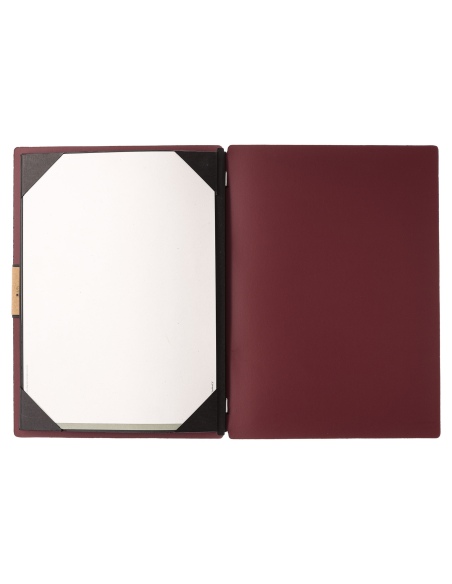 Porta Menu A4 (23,2x31,8 cm) etichetta PATCH "menu" cornicetta (4 facciate) elastico nero PORTOFINO BORDEAUX