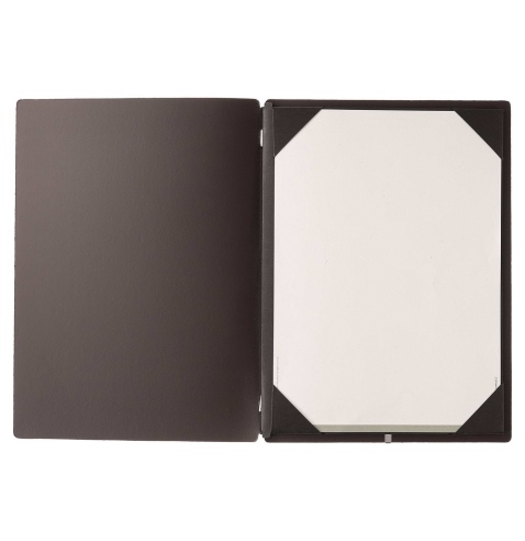 Porta Menu A4 (23,2x31,8 cm) senza etichetta cornicetta (4 facciate) elastico nero PORTOFINO MARRONE