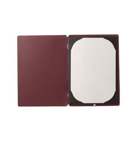 Porta Menu A5 (16,5x23,1 cm) stampa bassorilievo cornicetta (4 facciate) elastico nero PORTOFINO BORDEAUX