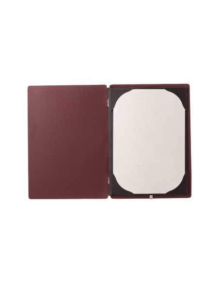 Porta Menu A5 (16,5x23,1 cm) stampa bassorilievo cornicetta (4 facciate) elastico nero PORTOFINO BORDEAUX