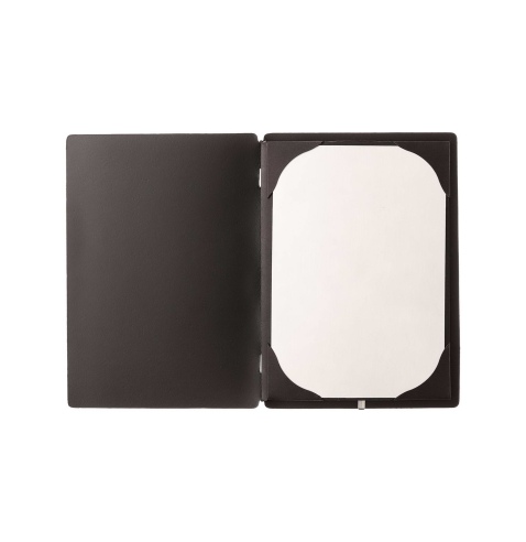 Porta Menu A5 (16,5x23,1 cm) stampa bassorilievo cornicetta (4 facciate) elastico nero PORTOFINO NERO
