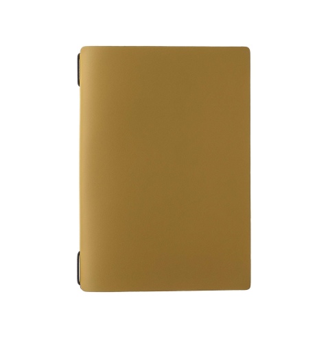 Porta Menu A5 (16,5x23,1 cm) stampa bassorilievo cornicetta (4 facciate) elastico nero PORTOFINO OCRA