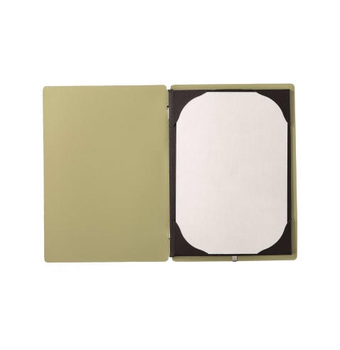 Porta Menu A5 (16,5x23,1 cm) stampa bassorilievo cornicetta (4 facciate) elastico nero PORTOFINO SALVIA