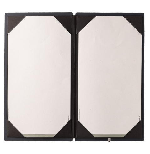 Porta Menu A4 SLIM (17,4x31,8 cm) stampa bassorilievo cornicetta (4 facciate) elastico nero PORTOFINO BLU