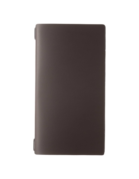 Porta Menu A4 SLIM (17,4x31,8 cm) stampa bassorilievo cornicetta (4 facciate) elastico nero PORTOFINO MARRONE