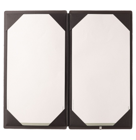 Porta Menu A4 SLIM (17,4x31,8 cm) stampa bassorilievo cornicetta (4 facciate) elastico nero PORTOFINO MARRONE