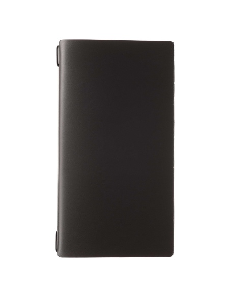 Porta Menu A4 SLIM (17,4x31,8 cm) stampa bassorilievo cornicetta (4 facciate) elastico nero PORTOFINO NERO