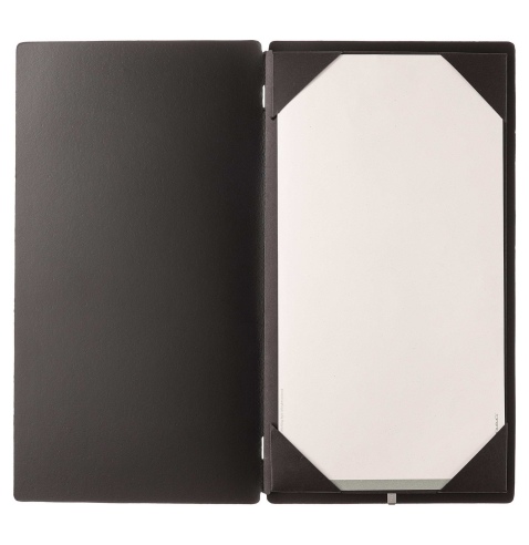 Porta Menu A4 SLIM (17,4x31,8 cm) stampa bassorilievo cornicetta (4 facciate) elastico nero PORTOFINO NERO