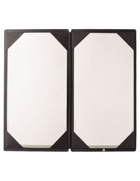 Porta Menu A4 SLIM (17,4x31,8 cm) stampa bassorilievo cornicetta (4 facciate) elastico nero PORTOFINO NERO