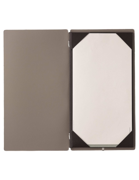 Porta Menu A4 SLIM (17,4x31,8 cm) stampa bassorilievo cornicetta (4 facciate) elastico nero PORTOFINO TORTORA