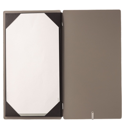 Porta Menu A4 SLIM (17,4x31,8 cm) stampa bassorilievo cornicetta (4 facciate) elastico nero PORTOFINO TORTORA