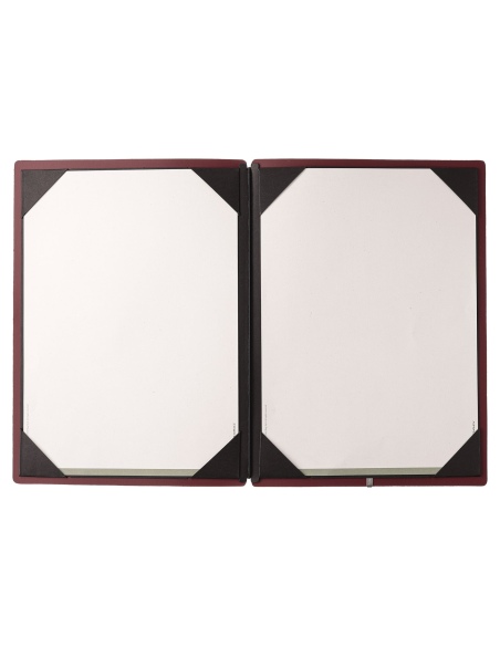 Porta Menu A4 (23,2x31,8 cm) stampa bassorilievo cornicetta (4 facciate) elastico nero PORTOFINO BORDEAUX