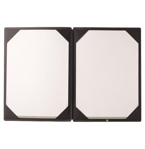Porta Menu A4 (23,2x31,8 cm) stampa bassorilievo cornicetta (4 facciate) elastico nero PORTOFINO MARRONE