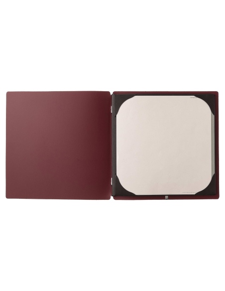 Porta Menu QUADRATO (23x23,1 cm) stampa bassorilievo cornicetta (4 facciate) elastico nero PORTOFINO BORDEAUX