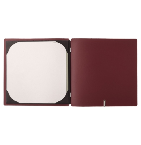 Porta Menu QUADRATO (23x23,1 cm) stampa bassorilievo cornicetta (4 facciate) elastico nero PORTOFINO BORDEAUX