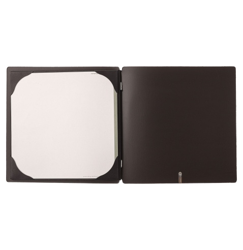 Porta Menu QUADRATO (23x23,1 cm) stampa bassorilievo cornicetta (4 facciate) elastico nero PORTOFINO MARRONE