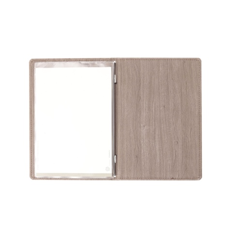 Porta Menu WOOD A5 (16,5x23,4 cm) - 2 buste (4 facciate) elastico nero - senza scritta - colore NOCE