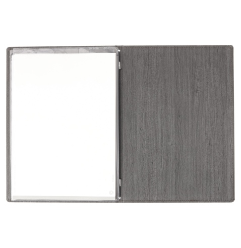 Porta Menu WOOD A4 (23,2x32 cm) - 2 buste (4 facciate) elastico nero - stampa bassorilievo - colore EBANO