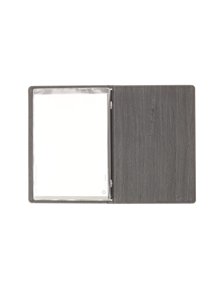 Porta Menu WOOD A5 (16,5x23,4 cm) - 2 buste (4 facciate) elastico nero - stampa bassorilievo - colore EBANO