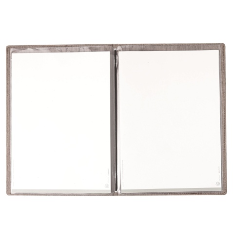 Porta Menu WOOD A4 (23,2x32 cm) - 2 buste (4 facciate) elastico nero - stampa bassorilievo - colore NOCE