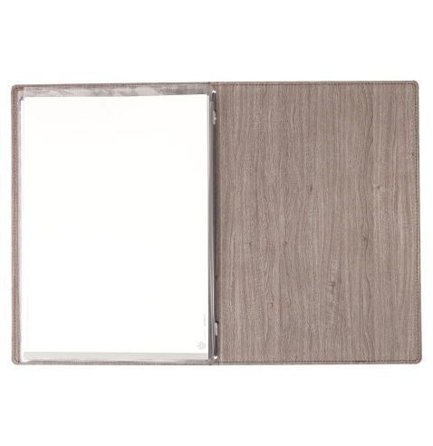 Porta Menu WOOD A4 (23,2x32 cm) - 2 buste (4 facciate) elastico nero - stampa bassorilievo - colore NOCE
