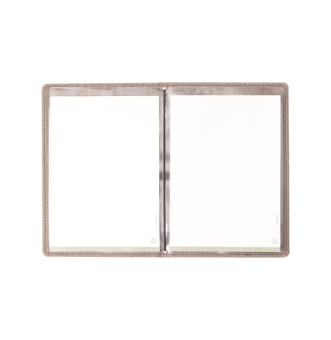 Porta Menu WOOD A5 (16,5x23,4 cm) - 2 buste (4 facciate) elastico nero - stampa bassorilievo - colore NOCE