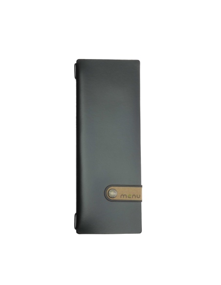 OUTLET - Porta menu in vera pelle rigenerata - formato 12,5x31,8 cm (CLUB) - colore nero - 2 buste