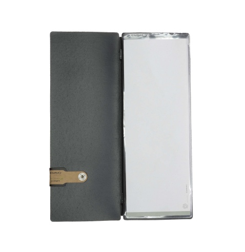 OUTLET - Porta menu in vera pelle rigenerata - formato 12,5x31,8 cm (CLUB) - colore nero - 2 buste