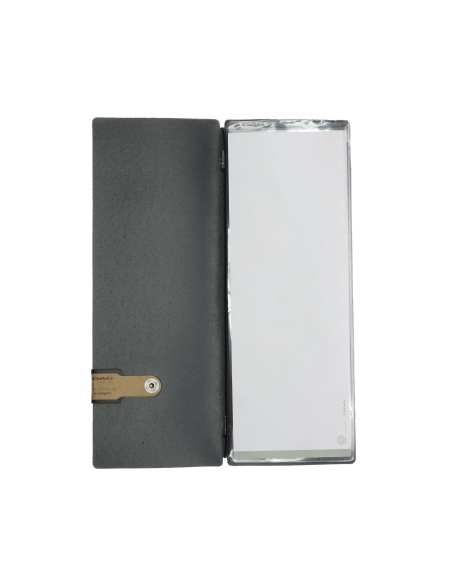 OUTLET - Porta menu in vera pelle rigenerata - formato 12,5x31,8 cm (CLUB) - colore nero - 2 buste