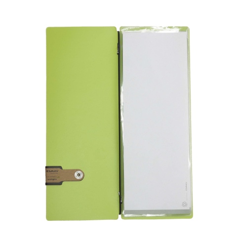 OUTLET - Porta menu in vera pelle rigenerata - formato 12,5x31,8 cm (CLUB) - colore verde - 2 buste