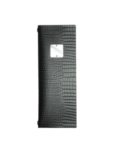 OUTLET - Porta menu in vera pelle rigenerata - formato 12,5x31,8 cm (CLUB) - colore NERO KROKO - 2 buste
