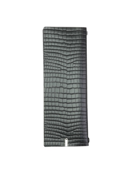 OUTLET - Porta menu in vera pelle rigenerata - formato 12,5x31,8 cm (CLUB) - colore NERO KROKO - 2 buste