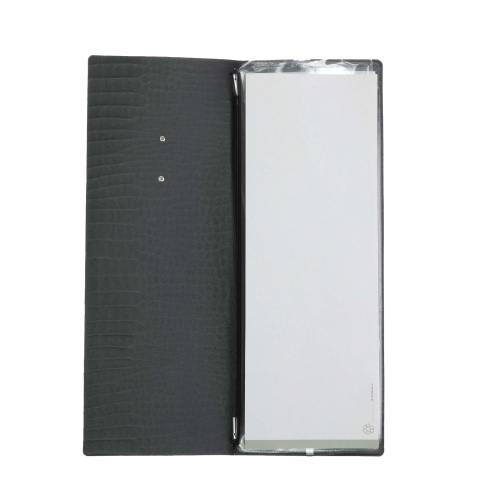 OUTLET - Porta menu in vera pelle rigenerata - formato 12,5x31,8 cm (CLUB) - colore NERO KROKO - 2 buste