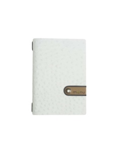 OUTLET - Porta menu in vera pelle rigenerata - formato 16,5x23,1 cm (GOLFO) - colore BIANCO STRUZZO - 2 buste