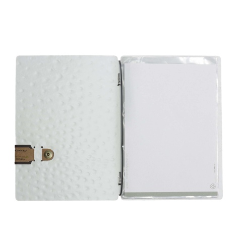 OUTLET - Porta menu in vera pelle rigenerata - formato 16,5x23,1 cm (GOLFO) - colore BIANCO STRUZZO - 2 buste