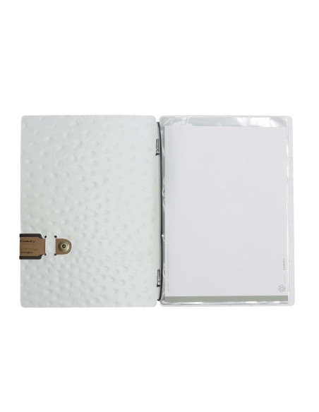 OUTLET - Porta menu in vera pelle rigenerata - formato 16,5x23,1 cm (GOLFO) - colore BIANCO STRUZZO - 2 buste