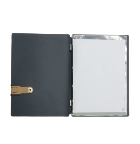 OUTLET - Porta menu in vera pelle rigenerata - formato 16,5x23,1 cm (GOLFO) - colore blu - 2 buste